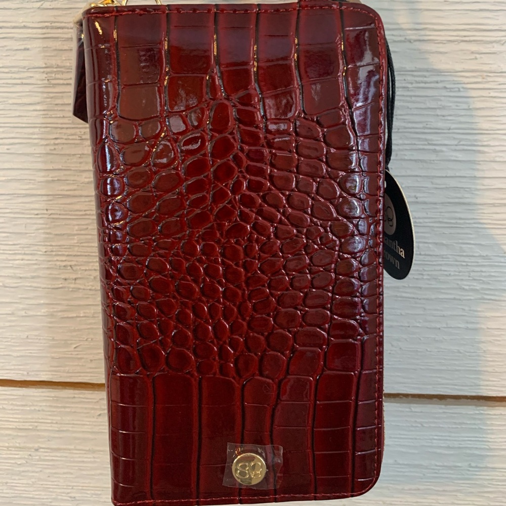 *NEW* Samantha Brown To-Go Croco Phone Crossbody/Wallet. Burgundy - Picture 5 of 9